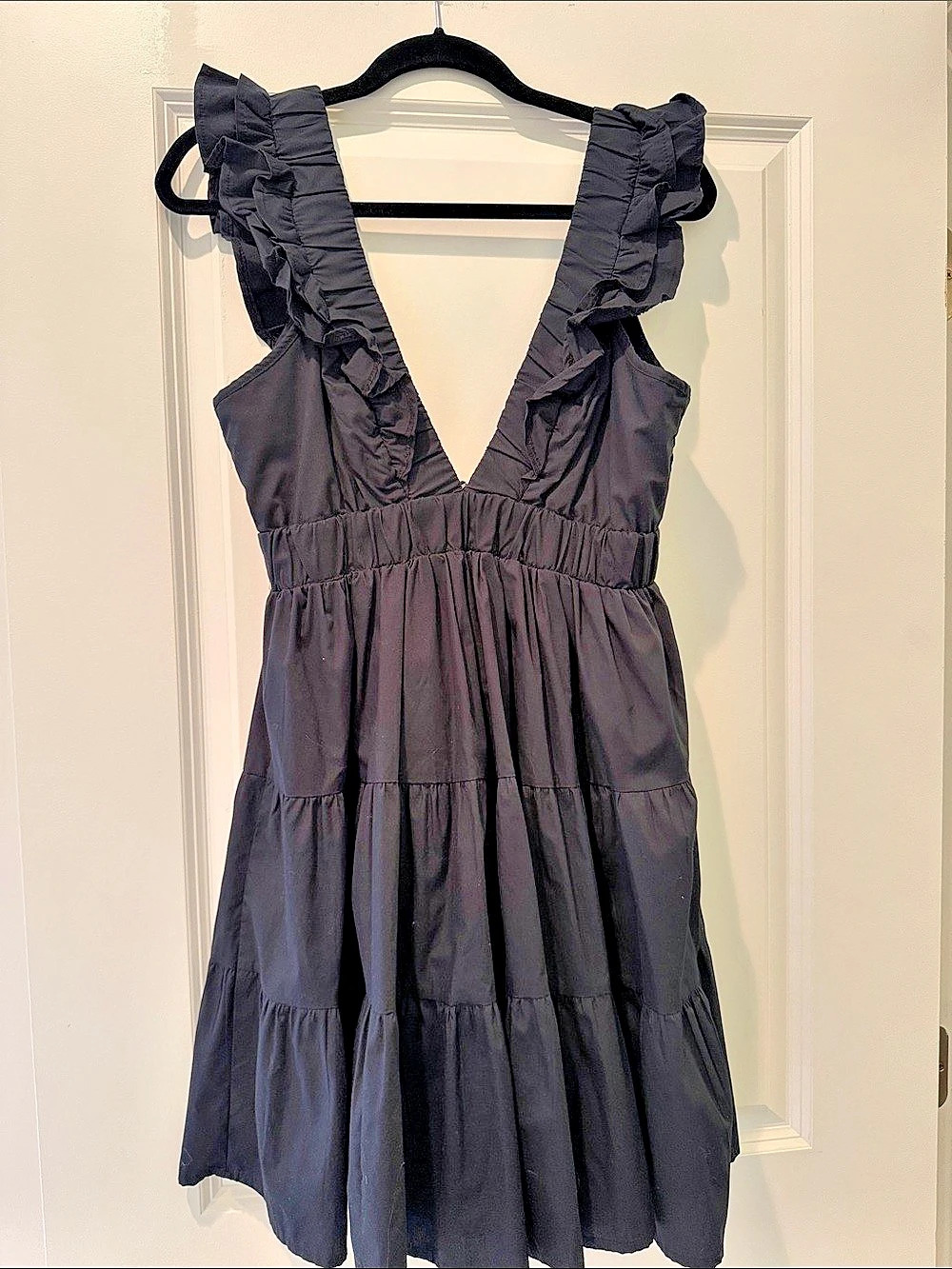 Abercrombie & Fitch V-Neck Ruffle Tiered Mini Dress Medium Tall